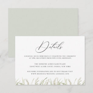 Beachside Pampas Grass Wedding Details Invitation