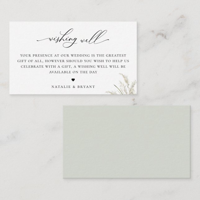 Beachside Pampas Grass Wedding Wishing Well Enclosure Card (Front/Back)