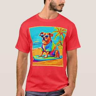Beachside Pup: Surfing Charm T-Shirt