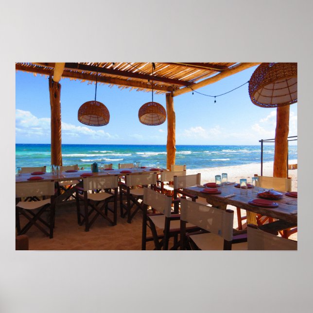 Beachside Restaurant in Riviera Maya Poster (Front)