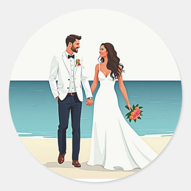 Beachside Wedding Sticker (Front)