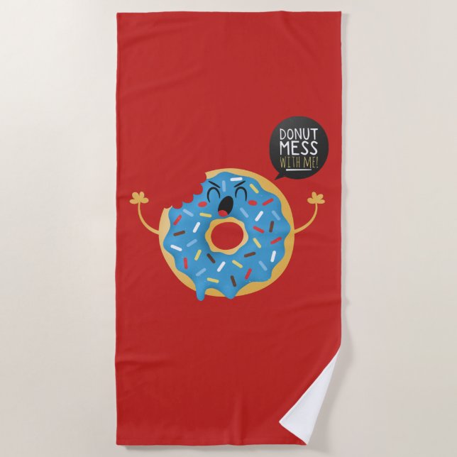 Beachtowel Boys Funny Doughnut Mess With Me Beach Towel (Front)