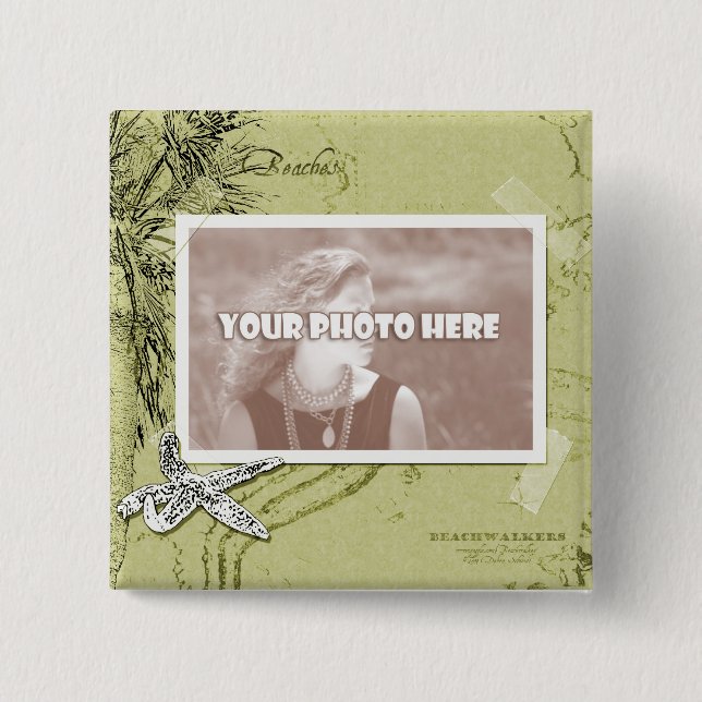 Beachwalker Collage - Kiwi 15 Cm Square Badge (Front)