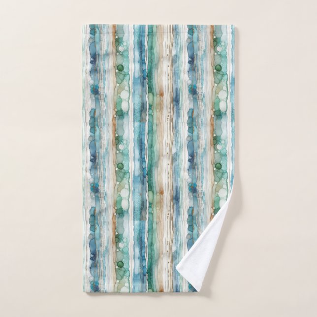 Beachy, artsy abstract ink stripes hand towel (Hand Towel)