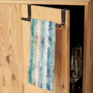 Beachy, artsy abstract ink stripes tea towel
