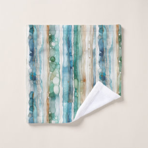 Beachy, artsy abstract ink stripes wash cloth