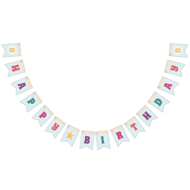 Beachy Birthday Bubbles Pink Teal Purple Peach Bunting (All)