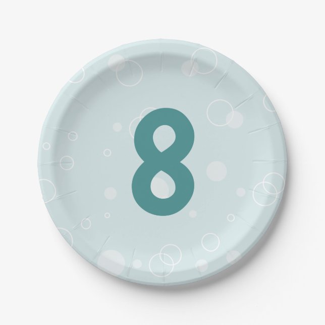 Beachy Birthday Bubbles Teal Paper Plate (Front)