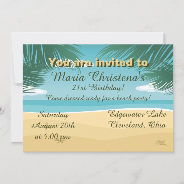 Beachy Birthday Celebration Invitation (Front)