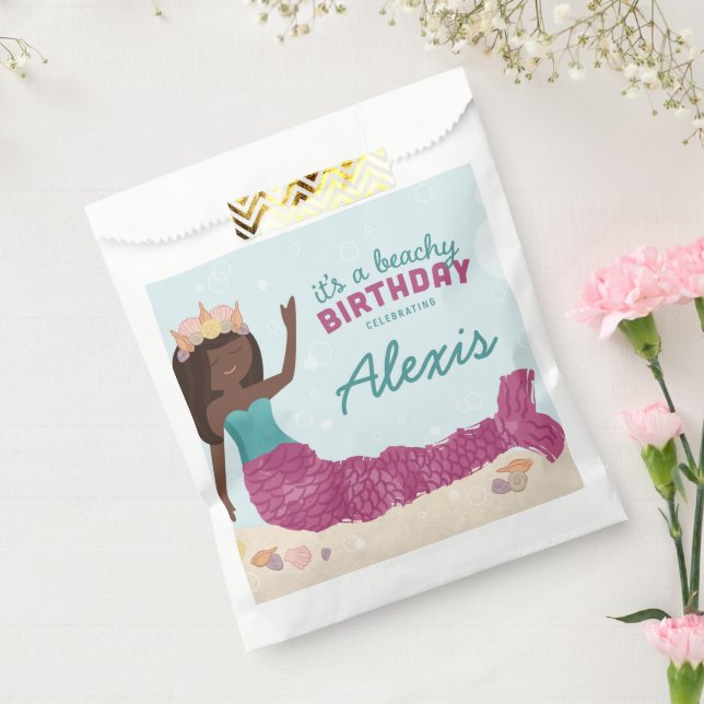 Beachy Birthday Mermaid Favour Box Pink Teal Favour Bags (Sealed)