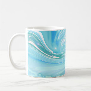 Beachy Blue Abstract Acrylic Pour Coffee Mug