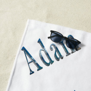 Beachy Blue Adam Name, Beach Towel