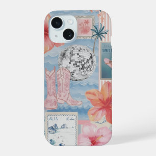 Beachy Blue Coquette Coastal Collage Preppy Cute iPhone 15 Case