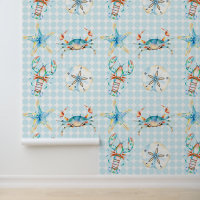 Beachy Blue Crab, Lobster, Starfish, Sand Dollar