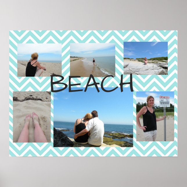 Beachy Blue Multi Picture Personalised Poster (Front)