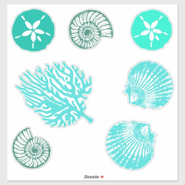 Beachy Blue Sand Dollar and Seashells Set (Sheet)