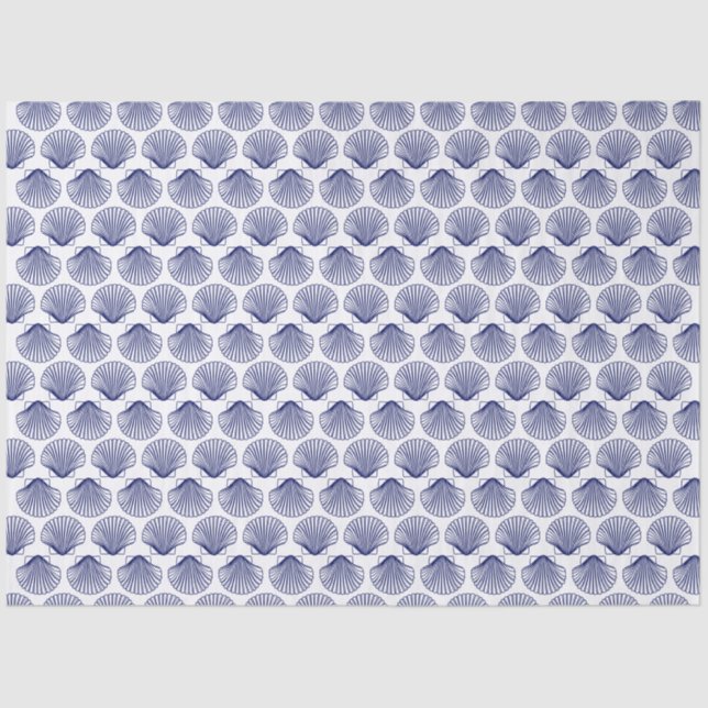 Beachy Blue Scallop Shells Seashells Tissue Paper (Front)