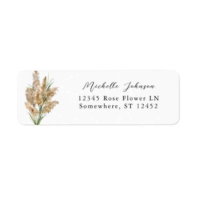 Beachy Boho Pampas Grass Return Address Label (Front)