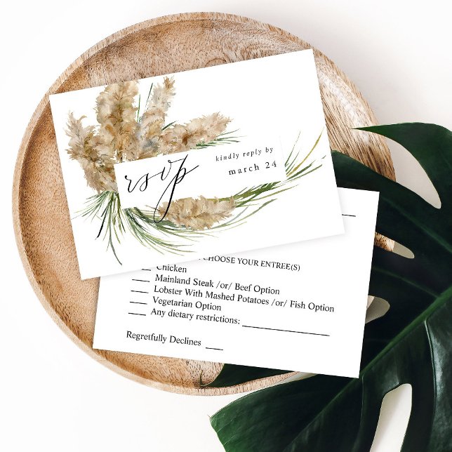 Beachy Boho Pampas Grass w Meal RSVP Card (Creator Uploaded)