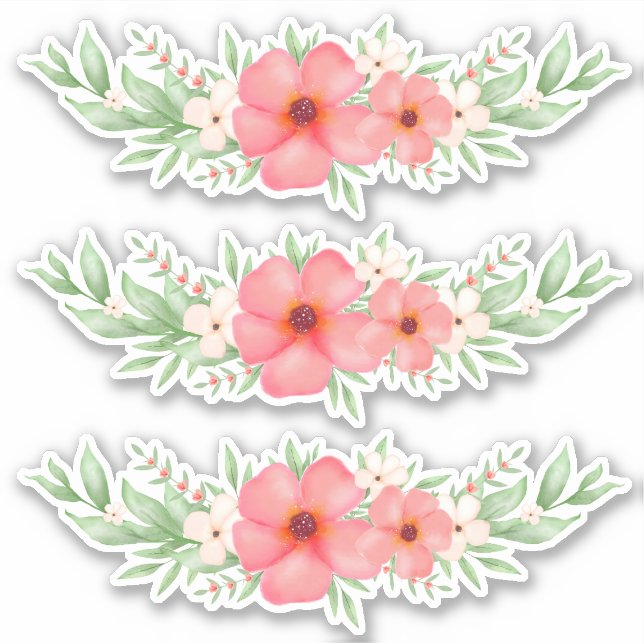 Beachy Boho Watercolor Pink Ivory Greenery Floral (Front)