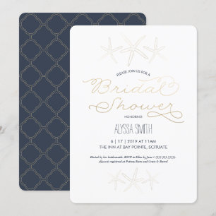 Beachy Bridal Shower Invitation - Starfish, Gold