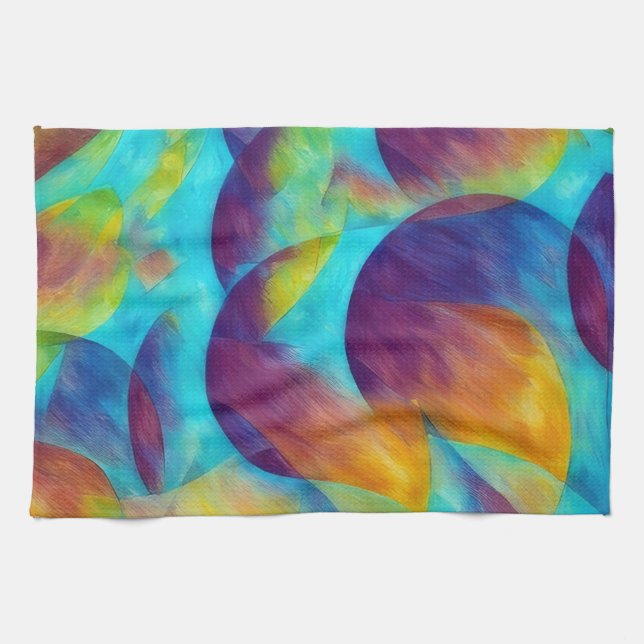 Beachy Bubbles Artsy Abstract Kitchen Towel (Horizontal)