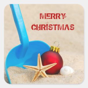 Beachy Christmas Square Sticker