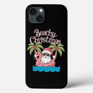 Beachy Christmas Tropical Vacation Santa Beach iPhone 13 Case