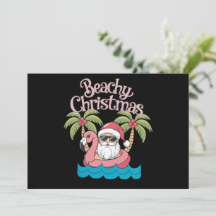 Beachy Christmas Tropical Vacation Santa Beach  Holiday Card