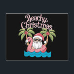 Beachy Christmas Tropical Vacation Santa Beach  Holiday Postcard<br><div class="desc">Beachy ChristmasTropical Vacation Santa Beach Lover Gift</div>