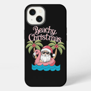 Beachy Christmas Tropical Vacation Santa Beach iPhone 13 Case