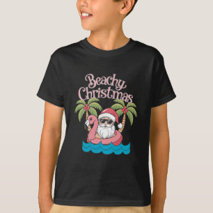 Beachy Christmas Tropical Vacation Santa Beach T-Shirt