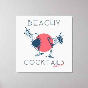 Beachy Cocktails Cheers Party Art Canvas Print