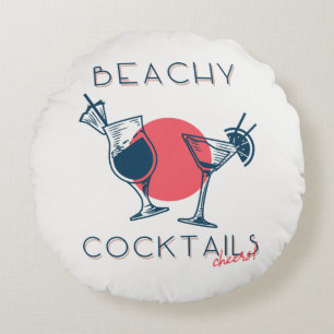 Beachy Cocktails Cheers Party Art Round Cushion