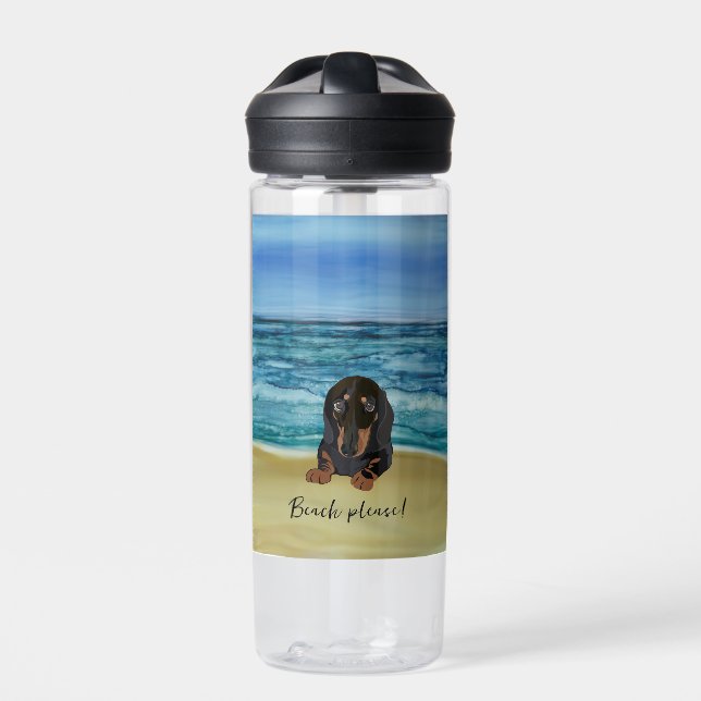 Beachy Dachshund Water Bottle (Front)