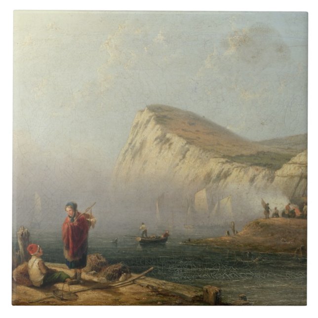 Beachy Head, 1850 (oil on canvas) Tile (Front)