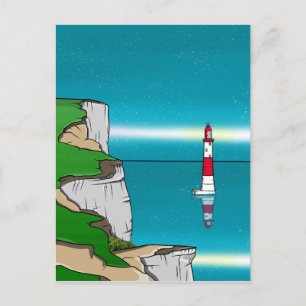 Beachy Head lighthouse and Cliff Top Postcard