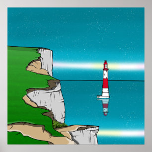 Beachy Head lighthouse and Cliff Top Poster