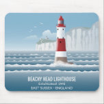 Beachy Head Lighthouse Mouse Mat<br><div class="desc">Colourful artwork of Beachy Head Lighthouse and the white cliffs along the East Sussex coast near Eastbourne. With Belle Tout Lighthouse on the top of the cliff in the background. Perfect for anyone who loves this superb part of East Sussex.</div>