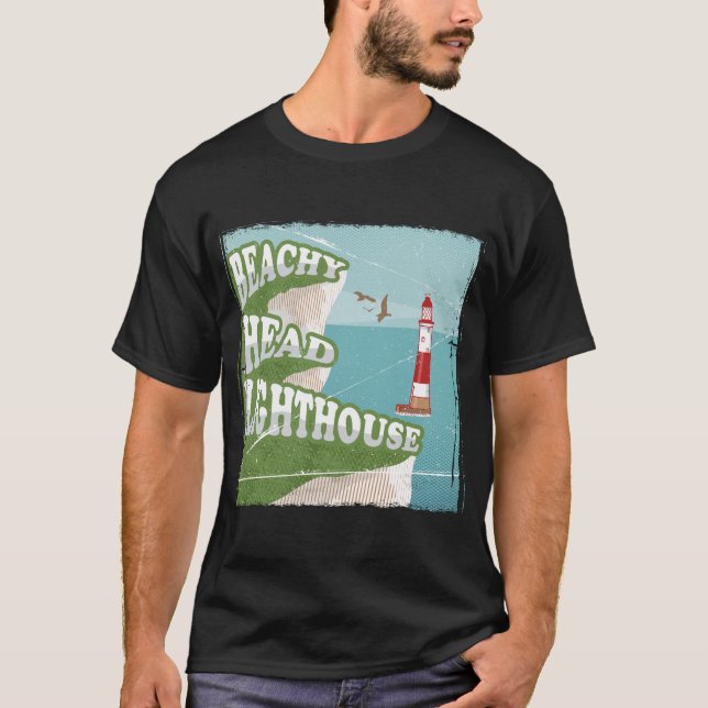 Beachy head lighthouse retro poster T-Shirt (Front)