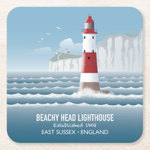 Beachy Head Lighthouse Square Paper Coaster