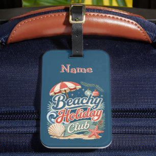 Beachy Holiday Club Retro Coastal Christmas Luggage Tag