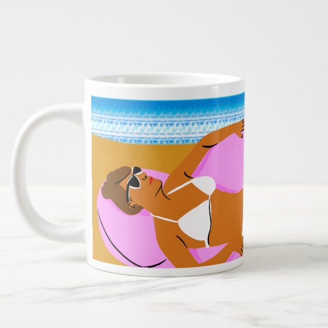 Beachy Keen - Pink Large Coffee Mug (Left)