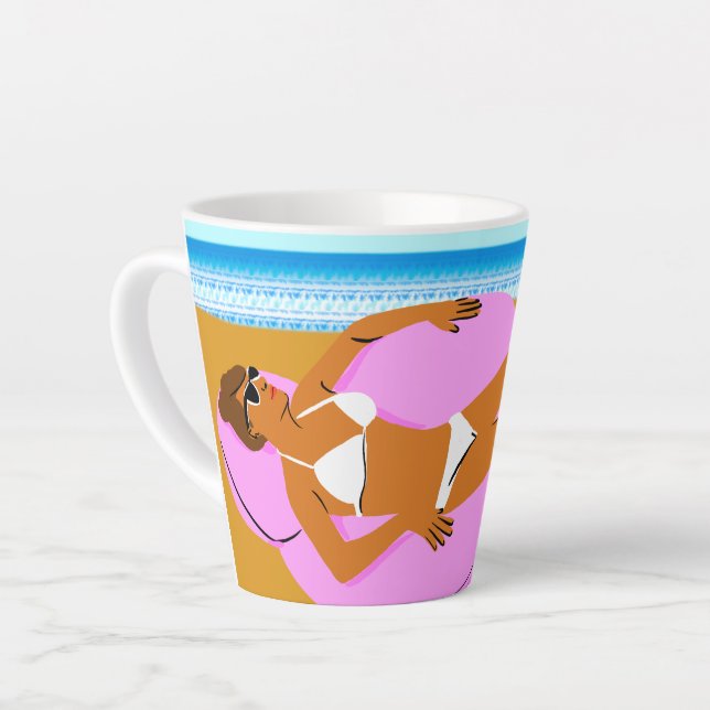 Beachy Keen - Pink Latte Mug (Left Angle)