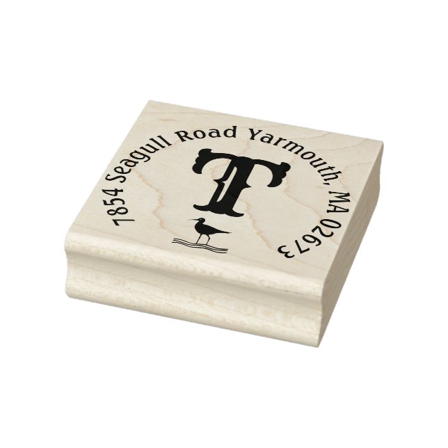 Beachy Monogram Return Address Rubber Stamp (Stamp)