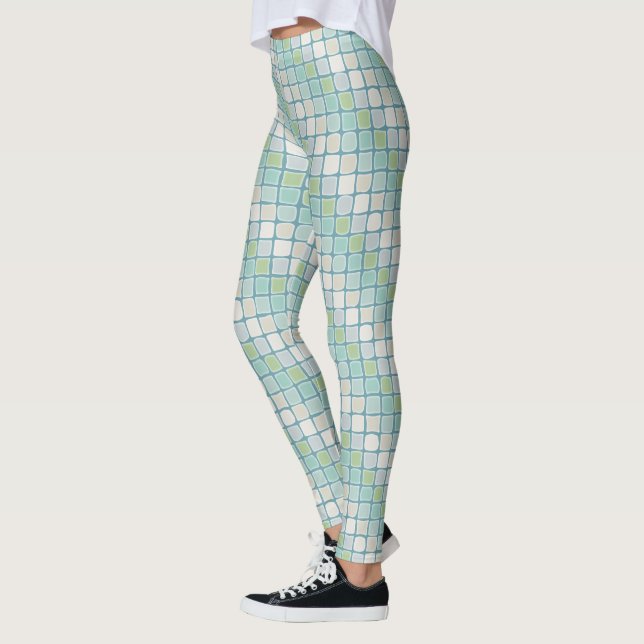 Beachy Mosaic Tiles, Sea Glass, Sand Leggings (Left)