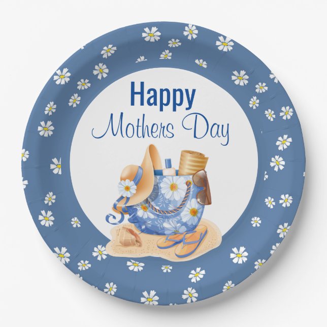 Beachy Mothers Day Paper Plate (Front)