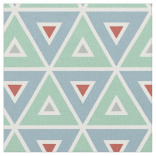 Beachy Nautical Circles in Red, Aqua, Grey Fabric