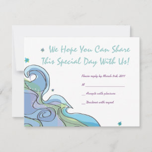 Beachy Ocean Bar Bat Mitzvah Invitation reply card