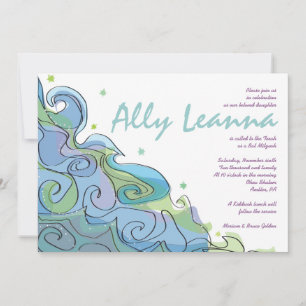 BEACHY Ocean Wave Bar Bat Mitzvah Invitation
